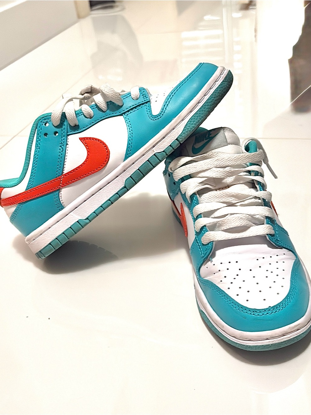 Nike Women’s or Kids Teal, White and Orange Low-Top Sneakers
